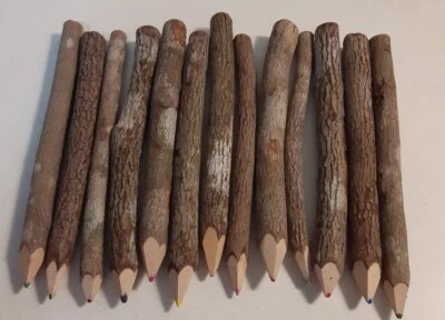 Juego de 13 lápices de madera de ramita de árbol rama natural palo rústico lodge bosque Foto 1 de 4