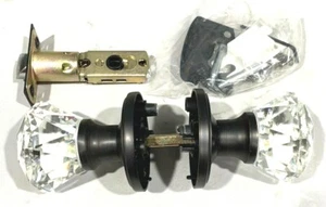 Crystal Door Knob Antique Oil Rubbed Bronze French Knob Kit DLC20RBPS - Picture 1 of 7