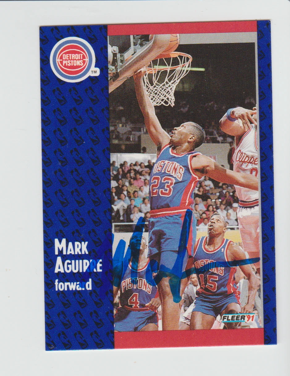 1991 Fleer Autographed #57 Mark Aguirre card, Detroit Pistons
