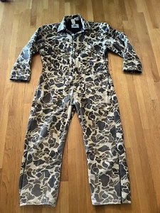 Vintage Liberty Camo Coveralls Mens XL Brown Insulated Leg Zippers Duck - Picture 1 of 16