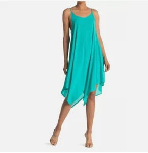Elan Dress Womens Small Teal Green Spagetti Slip Midi Strap Cover-Up V-Neck Summ - Picture 1 of 7