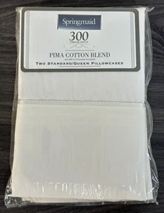 300 Thread Count Pima Cotton Blend Standard / Queen Set of Pillowcases Ivory NIP - Picture 1 of 7