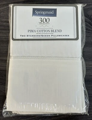 300 Thread Count Pima Cotton Blend Standard / Queen Set of Pillowcases Ivory NIP - Image 1 of 4