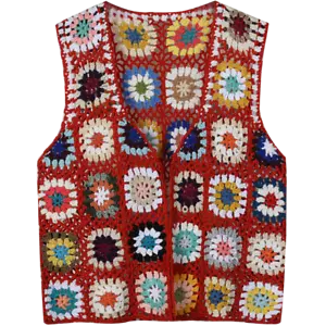 Damen Ethnisch Retro Strickjacke Weste Gestrickt Gehäkelt Gilet Weste Tank Top - Bild 1 von 6