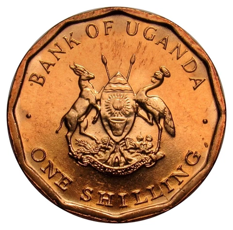 Uganda 1 Shilling Coin 1987 KM#27 in RED UNC from Bank roll Cover