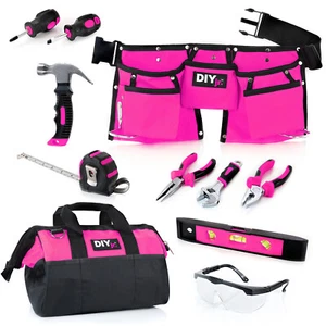 My First Tool Set de DIY Jr. - Herramientas forjadas de acero real para niñas - Rosa original - Imagen 1 de 4