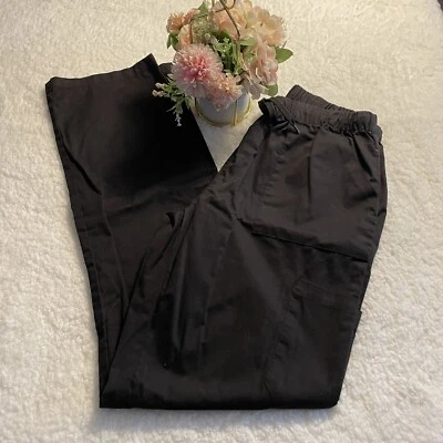 MedGear Scrub Pants, Small, Black, Cotton Blend, Pockets - Image 1 of 4