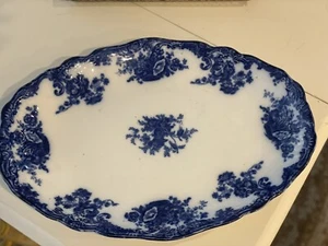 Royal Staffordshire Antique c. 1907 Flow Blue Wilkinson Arcadia Platter 16 1/2” - Picture 1 of 16