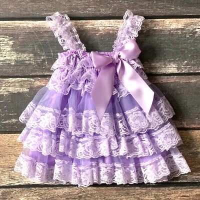 Vestido de encaje marfil para niñas - Vestido de niña con flores de campo - Vestidos de novia rústicos para bebé Foto 1 de 4