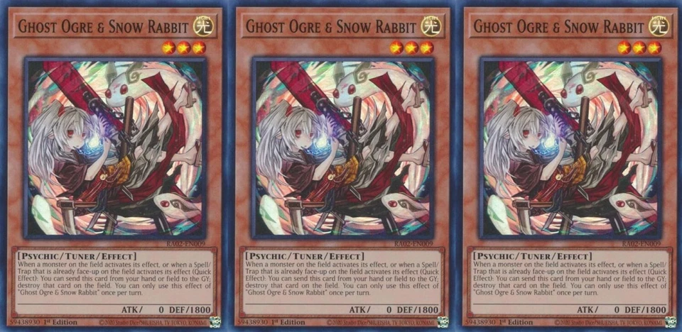 3x Ghost Ogre & Snow Rabbit (Alt. Art) | RA02-EN009 | SR | 1st Ed | NM | YuGiOh - Image 1 of 1