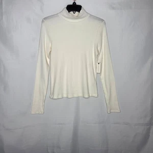 Maeve Women's White Ribbed Long Sleeve Turtleneck Mock Neck Size Small NWT - Picture 1 of 6
