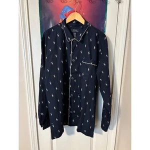 Polo Ralph Lauren Sleepwear Shirt Medium Navy Blue Pony Logo Pajama Top - Picture 1 of 6