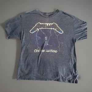 Bravado Maglietta Uomo Heather Blue Metallica, 'Ride The Lightning', Manica Corta, XL - Foto 1 di 5