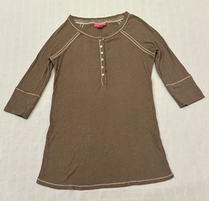 Liz Lange Umstandsmode hellbraun gerippt Baumwollmischung Henley Strick Top Medium - Bild 1 von 12