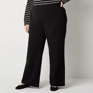Pantalones para mujer St. John's Bay Plus pierna ancha, negros, talla 2X NUEVO - Imagen 1 de 8