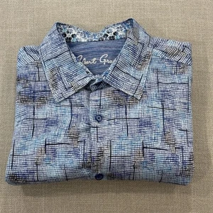 Robert Graham Button Shirt Men XL Abstract Floral Cotton Blend Stretch Flip Cuff - Picture 1 of 14