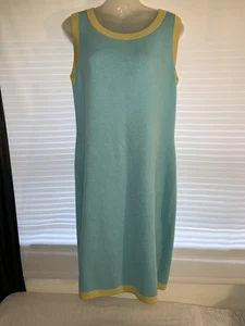 St John Collection Knit Blue dress With Yellow Trim size 10 - Picture 1 of 8
