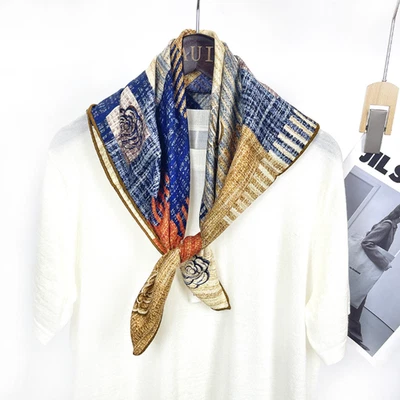 70% Cashmere 30% Silk Bandana flower Print 65X65cm Scarf Double Face Shawl new - Image 1 of 4