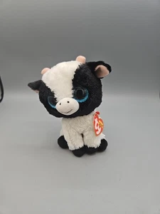 Peluche TY Beanie Boos BUTTER THE COW blanco y negro 6" - Imagen 1 de 8
