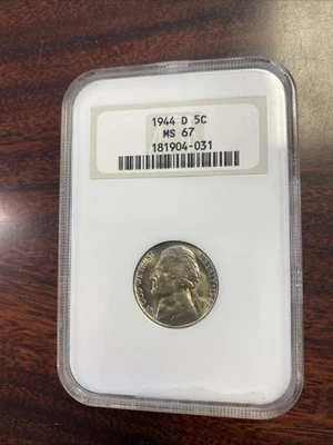 1944 D Jefferson Nickel MS 67 NGC Wartime Silver 5c Coin - Image 1 of 2