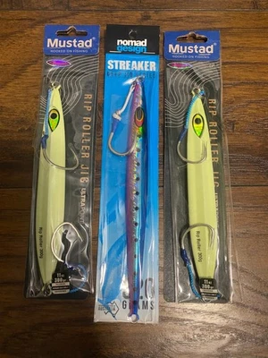 NOMAD STREAKER 320G SARDINE/MUSTAD RIP ROLLER 300G GLOW- LOT OF 3 - NEW - Image 1 of 4
