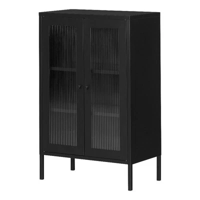 Gabinete de acento South Shore Kodali con puertas de vidrio negro Foto 1 de 4