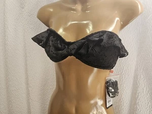 Bikini Billabong L Para Mujer Bella Encaje Bandeau Acolchado Surf Traje de Baño Top Negro - Imagen 1 de 2