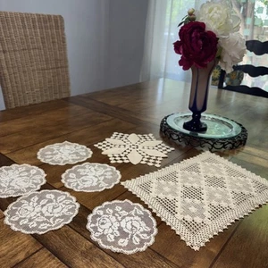 Lot of 7 Vintage Hand Crocheted Doilies~ Coasters Great Condition. Quality Work - Picture 1 of 8