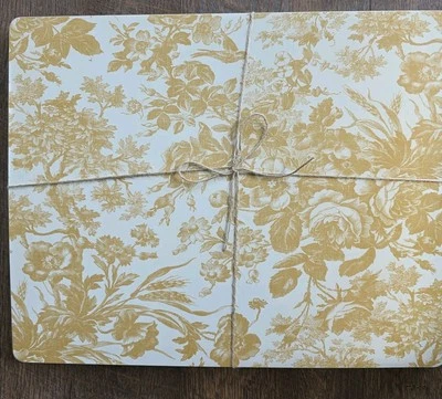 Pottery Barn Sorrel Toile Cork Placemat - Set of 4 Marigold Yellow - Image 1 of 4