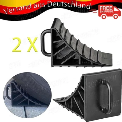 2 x Unterlegkeil mit Griff Hemmschuhe Bremskeile Anhänger PKW Stütze Radkeil - Bild 1 von 4