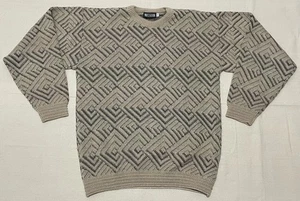Suéter Vintage Megalos Para Hombres LT Abstracto Geométrico Tejido Pullover Años 90 Cuello Redondo EE. UU. - Imagen 1 de 17