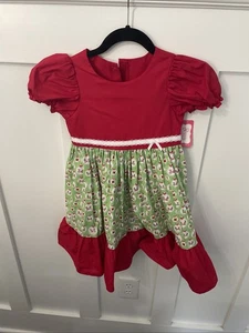 Neu mit Etikett Ricrac & Rüschen Weihnachtskleid - Größe 7 - mehrfarbig - Knopf hinten - Kurzarm - Bild 1 von 9