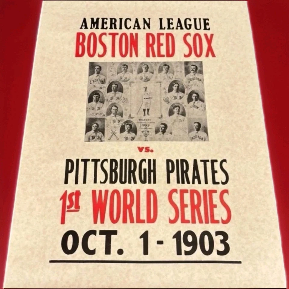  1903 World Series Boston Red Sox 1st Win vs Pirates Baseball 18"x26" Poster - Image 1 of 4