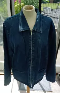 Pola Oy Blue Padded Denim Jacket Lined Zip Up Front and Pockets UK Size 16 - Picture 1 of 4