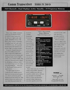 Avionics Data Sheet - Terra - TX 760 D - Comm Transceiver - Aircraft (B688) - Picture 1 of 1