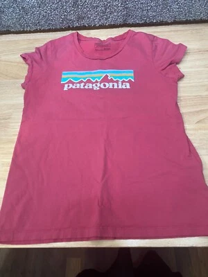 Patagonia 12 Large Youth Girl Short Cap Sleeves T-Shirt Pink Graphic Print - Image 1 of 4