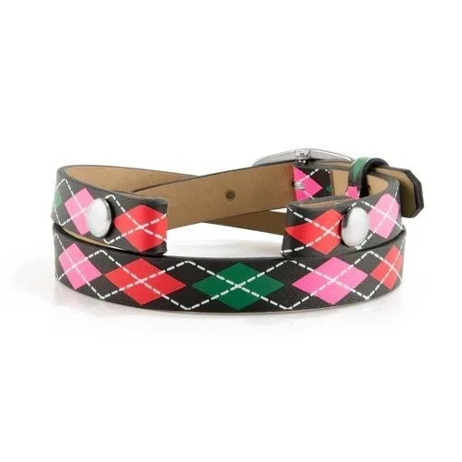 Pulseras Origami Owl BR4065 Argyle Doble Cuero Genuino Pulsera Envolvente Foto 1 de 1