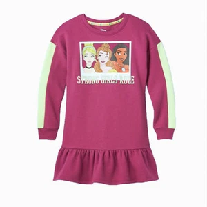 Disney Princess Boysenberry Ruffled Sweatshirt Dress - Strong Girls Rule - Picture 1 of 2