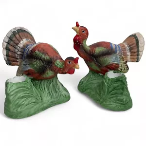 2 Vintage Ceramic Turkey Taper Candle Holders - Matte Glaze Finish, Multicolored - Picture 1 of 13