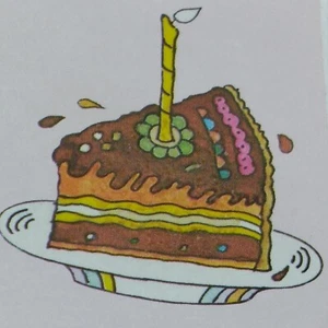 VTG 1983 SCHOLASTIC SCRATCH SNIFF STICKER CHOCOLATE BIRTHDAY CAKE CANDLE FROSTIN - Imagen 1 de 4