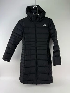 The North Face Womens Black Long Puffer Hooded Full Zip Coat Jacket Size S - Picture 1 of 6