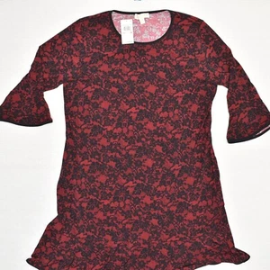 NEW Michael Kors Women's Shift Dress Floral 3/4 Sleeve Polyester Red  Size 2X - Picture 1 of 8