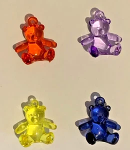 5x ACRYLIC TEDDY BEAR CHARMS BABY SHOWER Choose from 5 colours (BoxL2)* - Picture 1 of 14