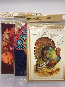 Lot 3 verschiedene Hallmark Erntedankkarten Jeder Truthähne Herbstkranz 16 Karten - Bild 1 von 7