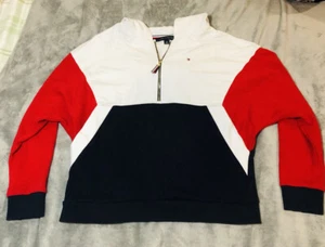 Tommy Hilfiger Herren Small Color Block 1/4 Zip Pullover Hoodie mit Taschen �� - Bild 1 von 3
