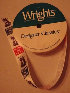 Wrights Designer Classic Ribbon - United States Flag In God We Trust 10 yd Roll - Picture 1 of 2