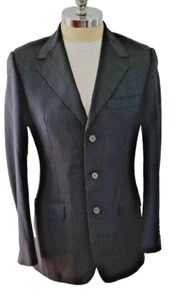 Liste Rouge France bespoke PARIS Mens Charcoal Gray Pin Stripe WOOL Jacket 38 - Imagen 1 de 12