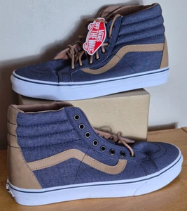 Vans Sk8-Hi Men's Sneakers Shoes Size 10.5 Denim Blue Brown NEW NO BOX - Picture 1 of 6