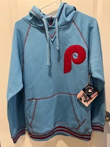 Stitches Cooperstown Philadelphia Phillies Retro Blue Hoodie Embroidered Sizes - Picture 1 of 4
