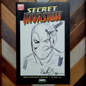 Secret Invasion #1 Marvel 2008 boceto firmado en blanco de Reilly Brown Deadpool/Cráneo - Imagen 1 de 4